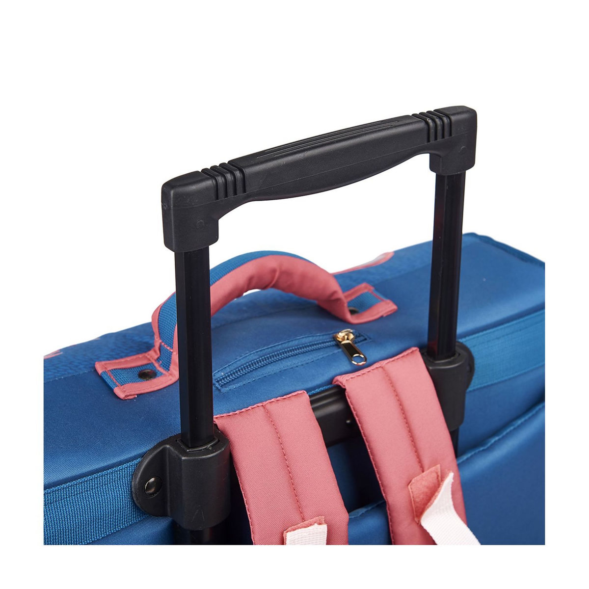 AUCHAN Cartable à roulettes 41 cm CM1/CM2 multicolore avec breloque NATURE LOVER