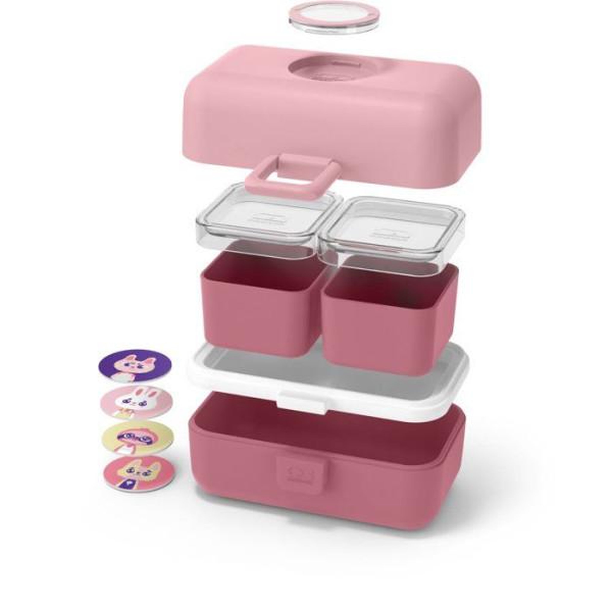 Voir la diapositive 2 : monbento Lunch Box Enfant - MONBENTO - 3 Compartiments - Sans BPA - MB Tresor Rose Blush