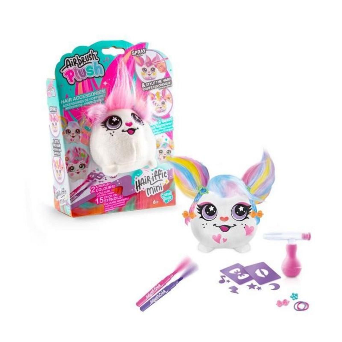 Canal Toys Canal Toys - Airbrush Plush - Mini peluche Hair'iffic a coiffer et décorer avec feutres - AIR 038 - Modele peluche aléatoire