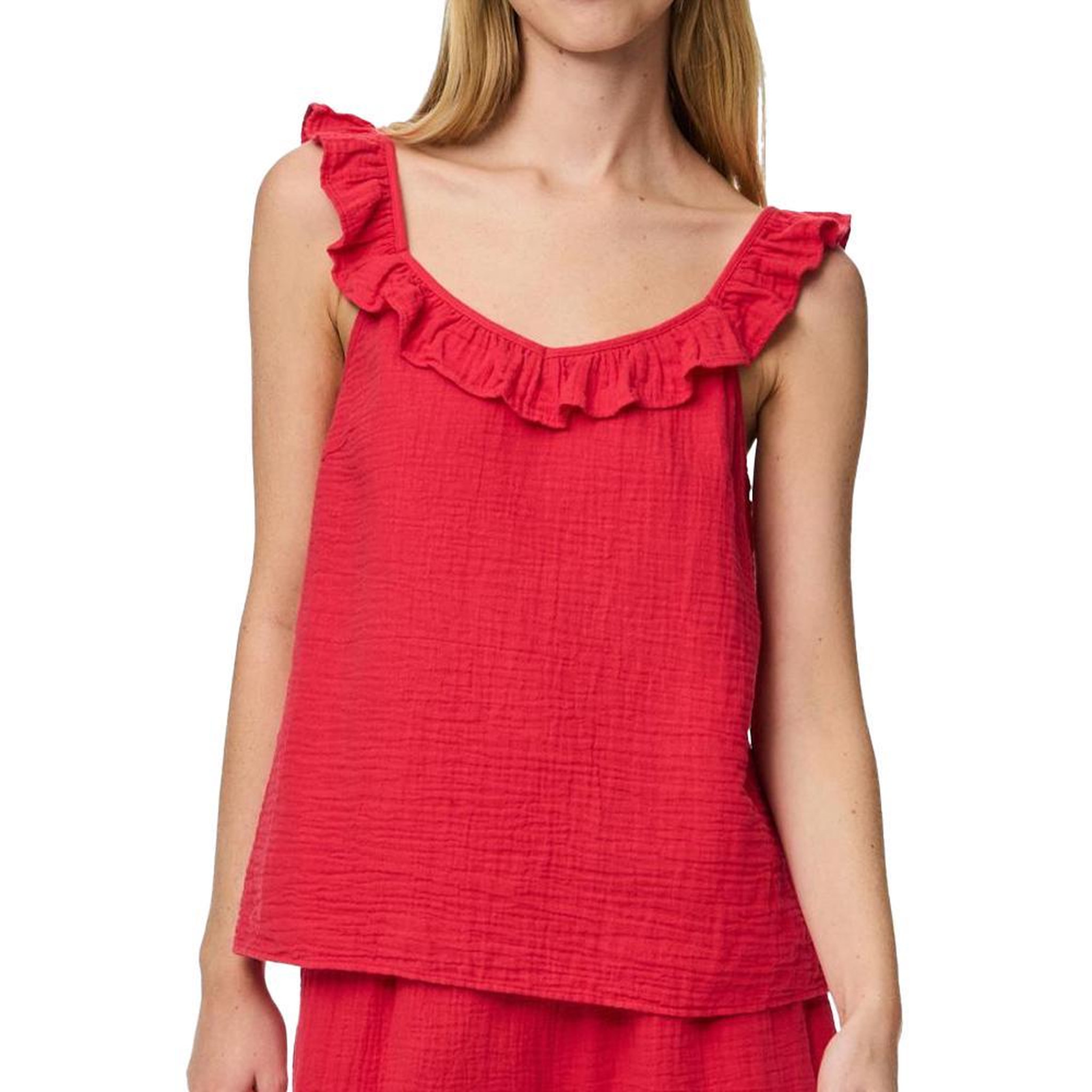 Pieces Top Rouge Femme Pieces Astina. Coloris disponibles : Rouge