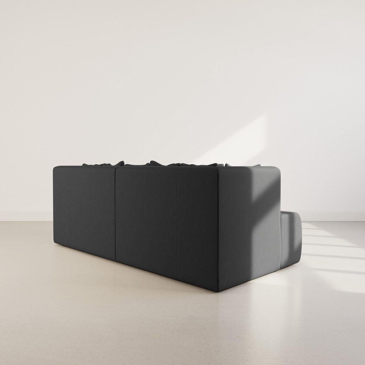 LISA DESIGN Onyx - canapé droit 4 places avec double méridienne - assise profonde - en velours côtelé