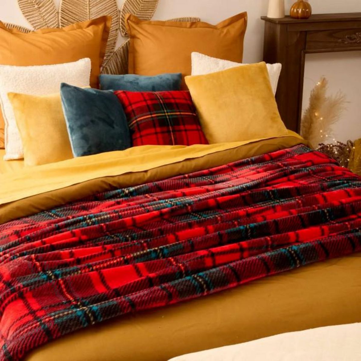 ATMOSPHERA Plaid Tartan en Flanelle  Brody  130x170cm Rouge