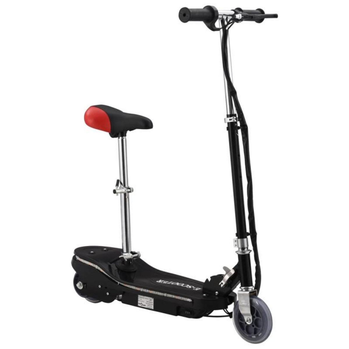VIDAXL Trottinette pour enfants avec selle et LED 120 W noir