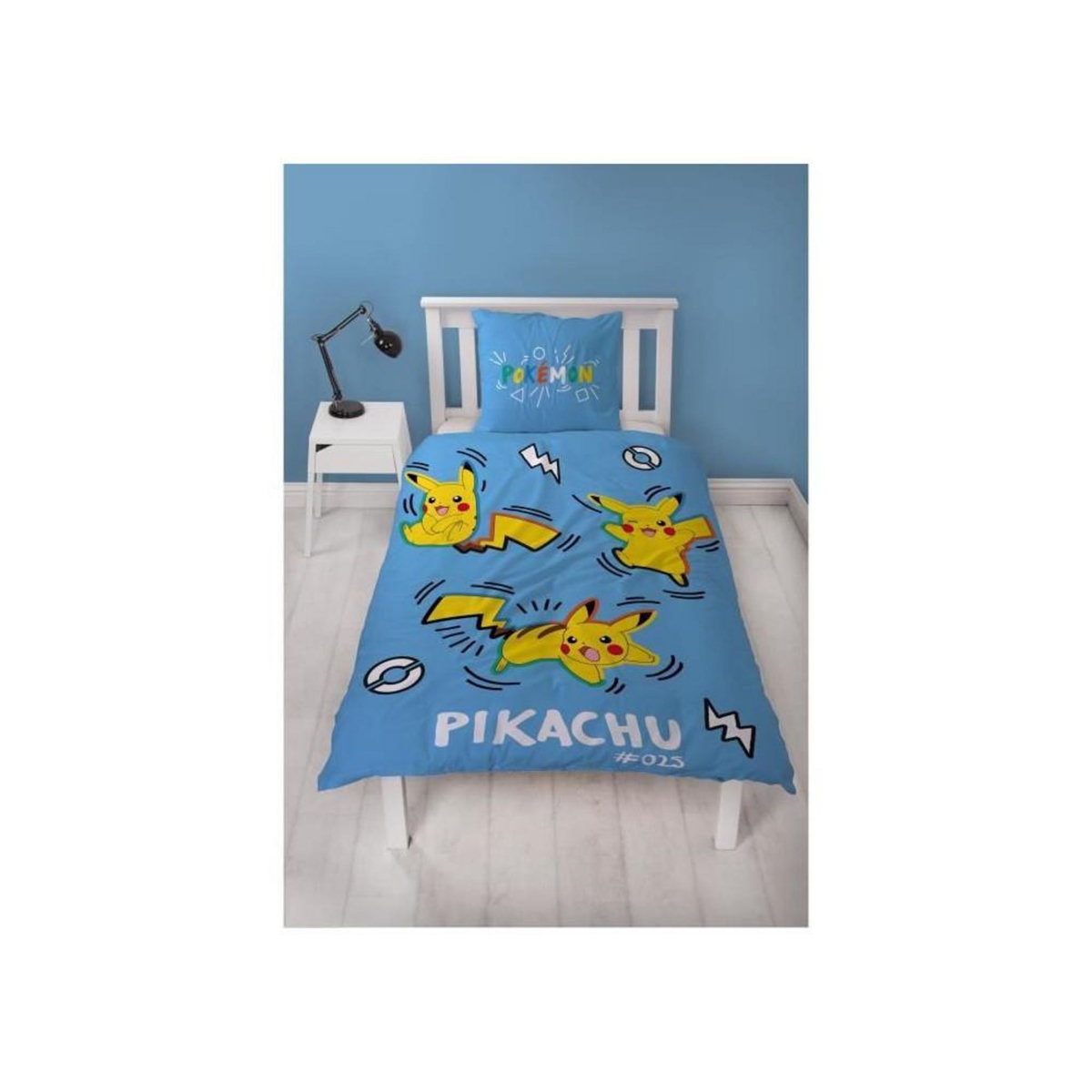 Pokemon Parure de lit - POKEMON - Pikachu - Microfibre - 1 housse de couette 140 x 200 cm + 1 taie 63 x 63 cm