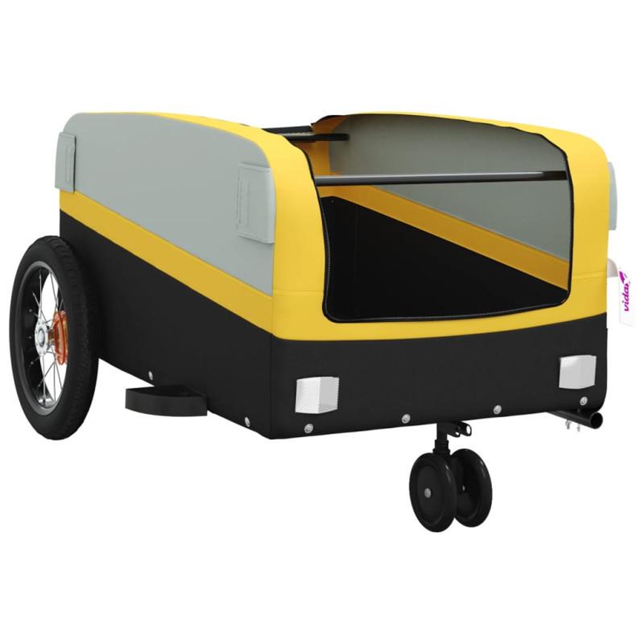 Voir la diapositive 5 : VIDAXL Remorque de vélo noir et jaune 30 kg fer
