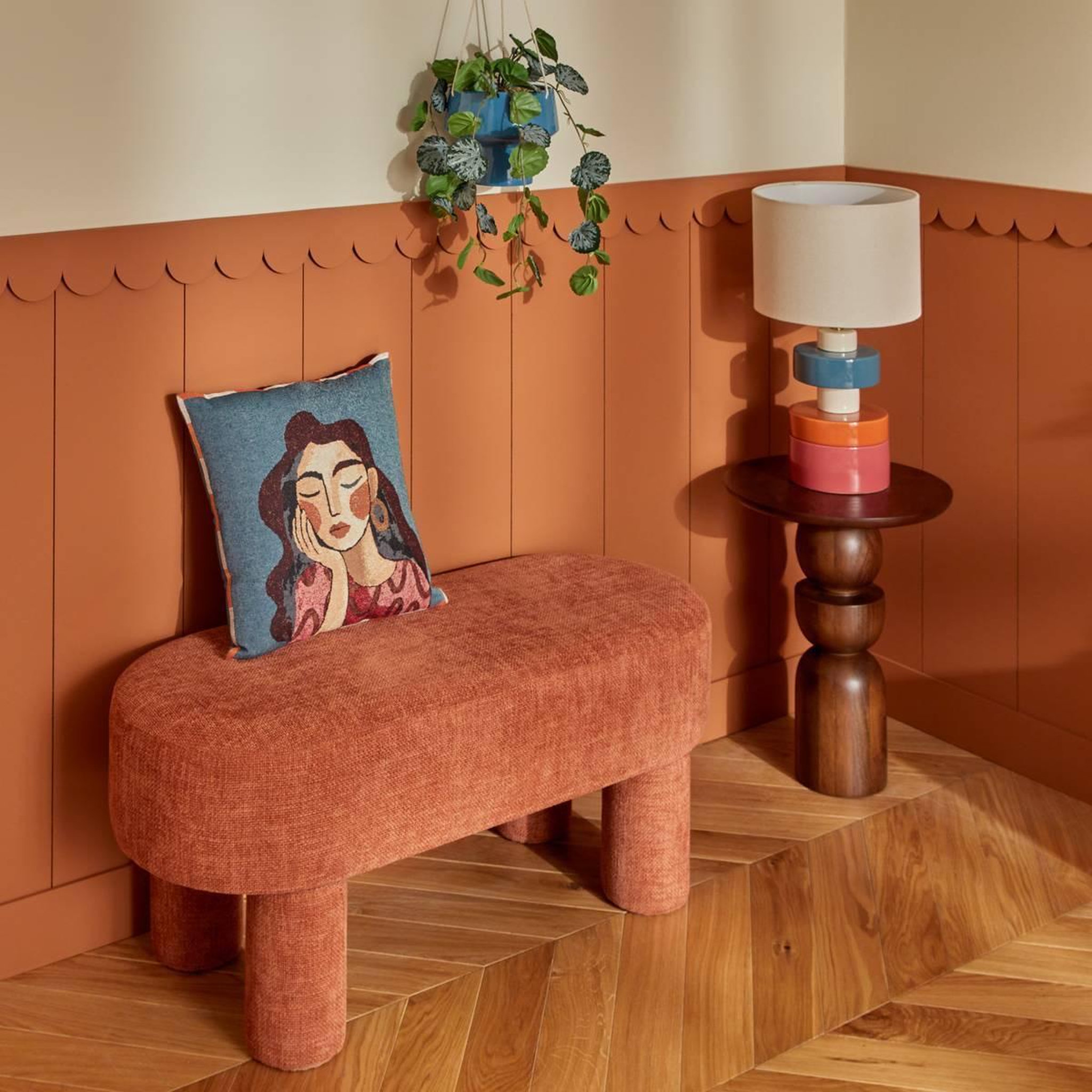 Voir la diapositive 5 : ATMOSPHERA Banc design chenille  orska  96cm orange