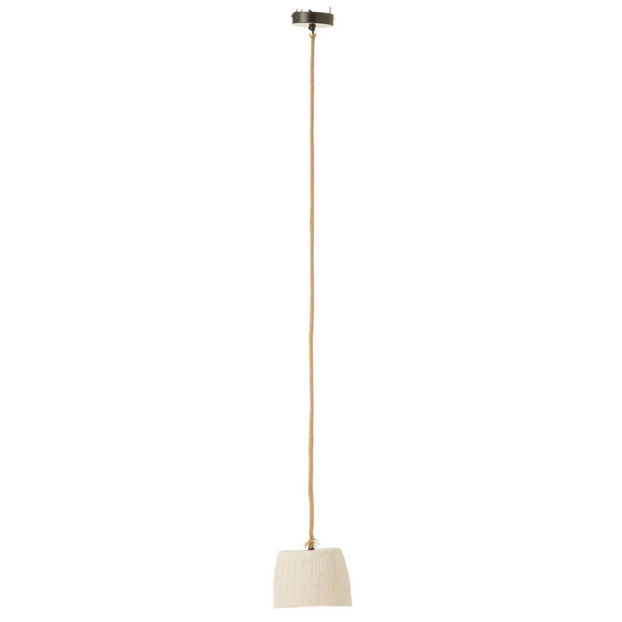 Voir la diapositive 2 : J-LINE Lampe Suspension Papier Mâché  Bali  20cm Blanc