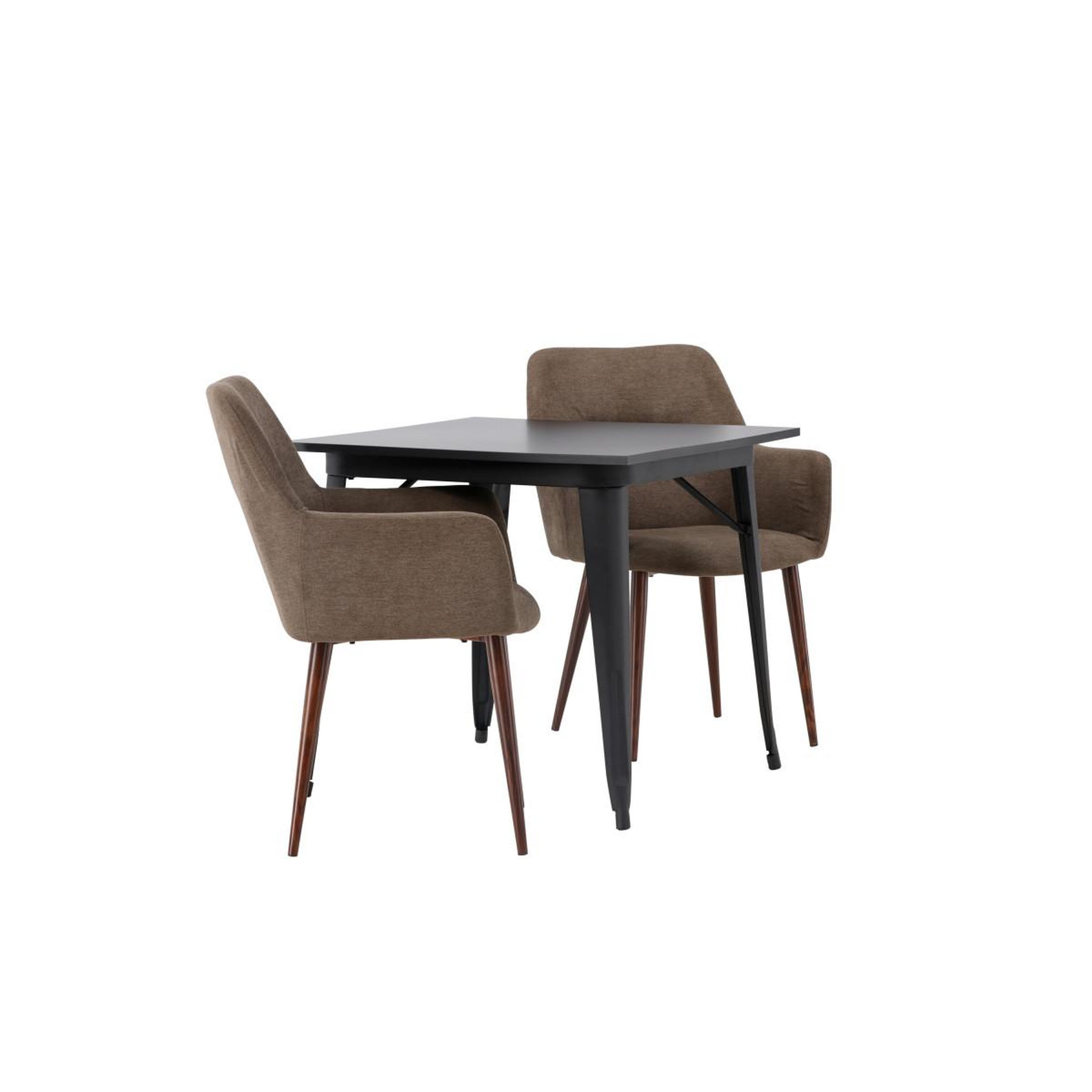 Voir la diapositive 4 : Paris Prix Ensemble table à manger & 2 chaises  tempe & tomorrow  80cm marron & noir