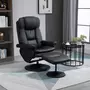 HOMCOM Fauteuil relax inclinable pivotant contemporain avec repose-pieds grand confort revêtement synthétique acier noir