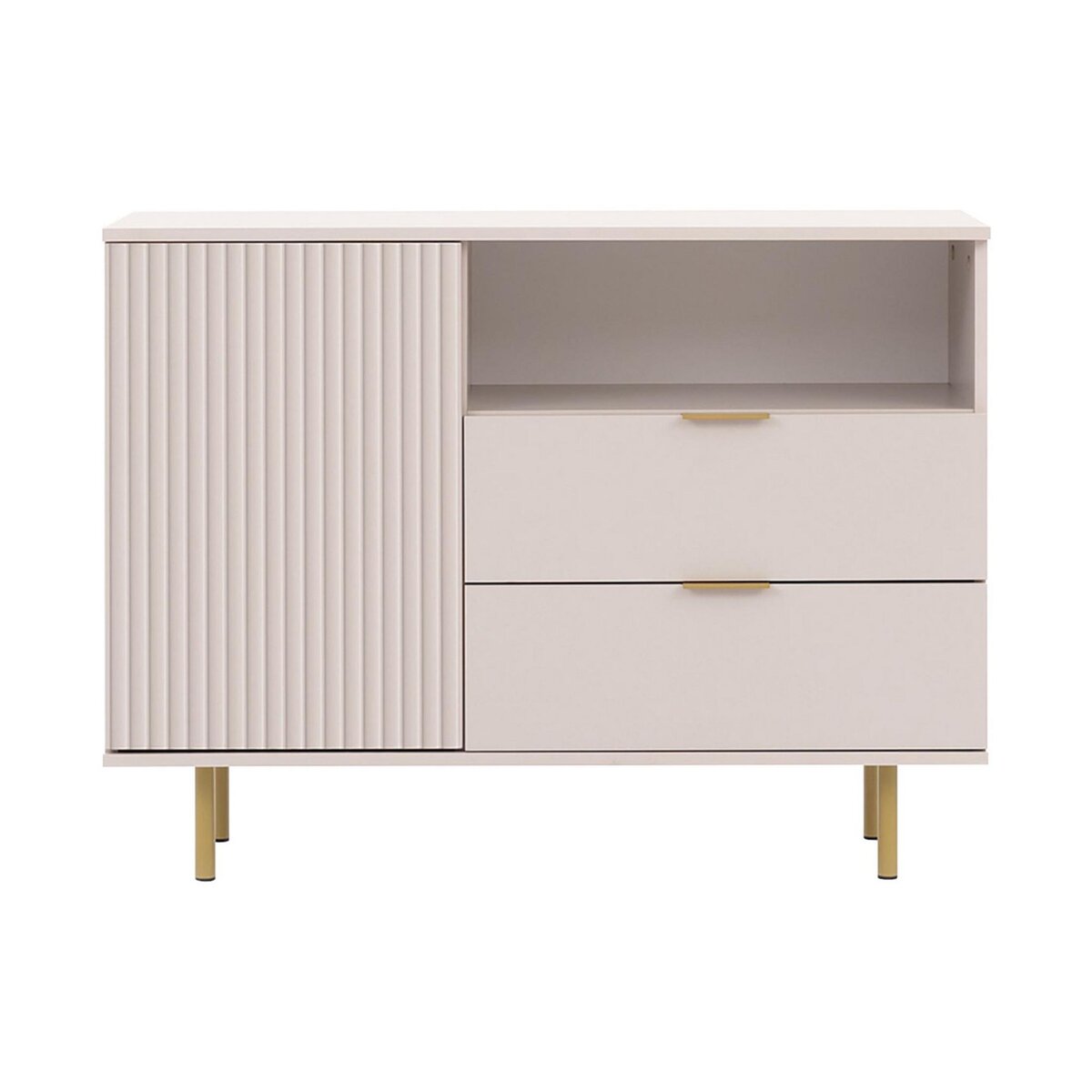 BEST MOBILIER Monica - buffet - beige - 2 tiroirs, 1 porte et 1 niche - 107 cm