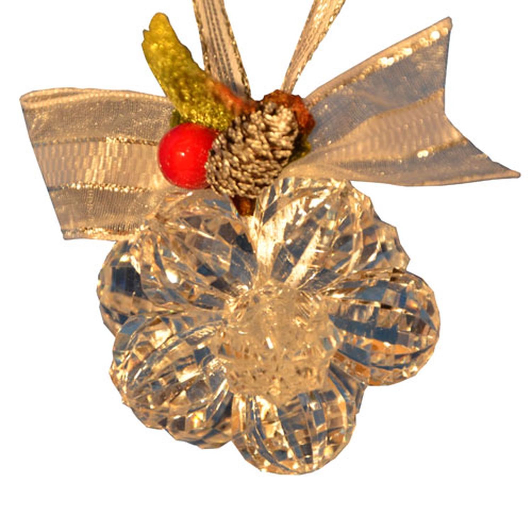 ATMOSPHERA Fleur de noël en acrylique 12 perles. Coloris disponibles : Marron, Rouge