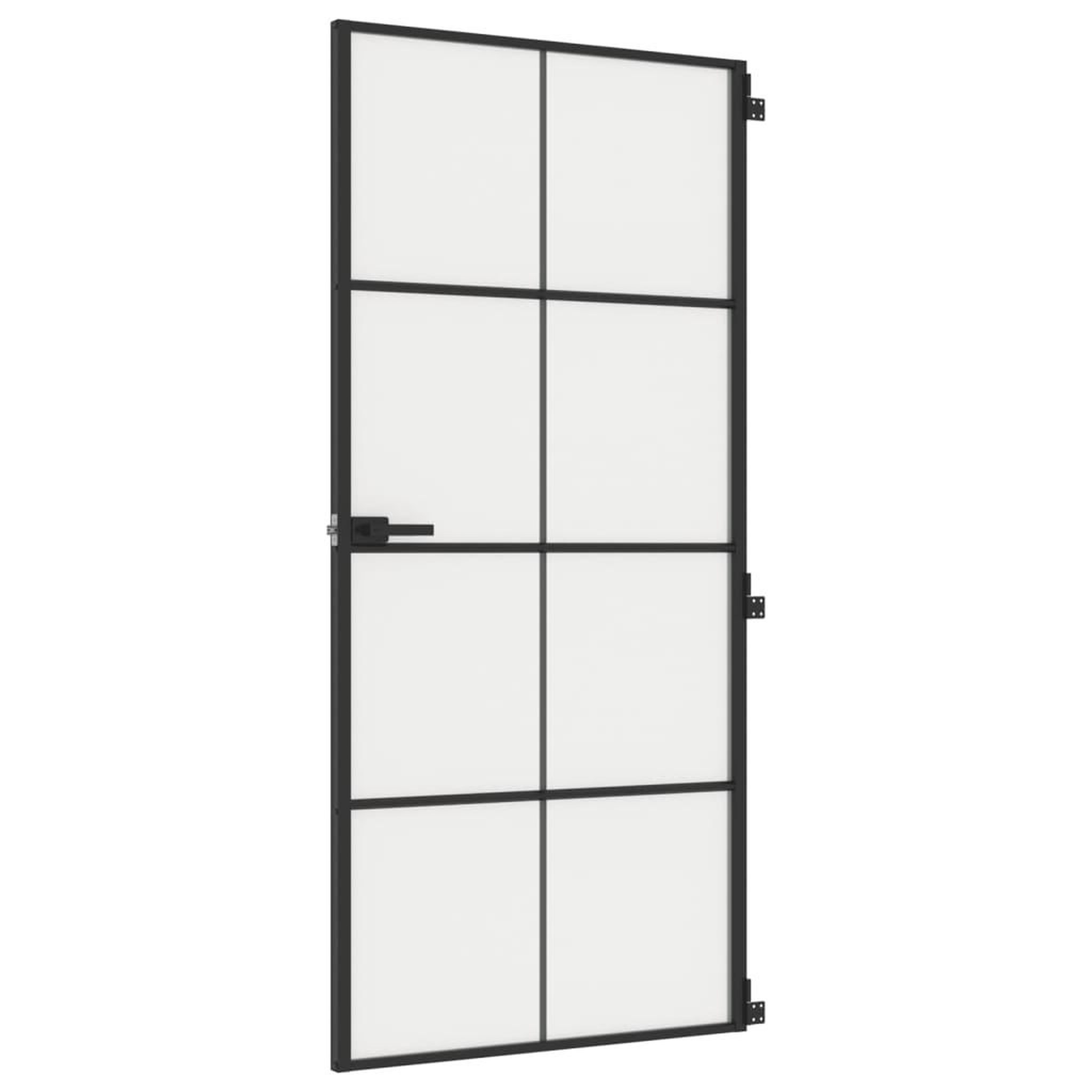 Voir la diapositive 2 : VIDAXL Porte interieure mince noir 93x201,5 cm verre trempe aluminium