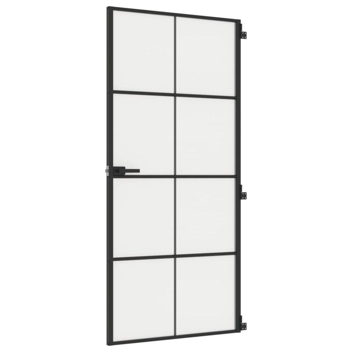 VIDAXL Porte interieure mince noir 93x201,5 cm verre trempe aluminium