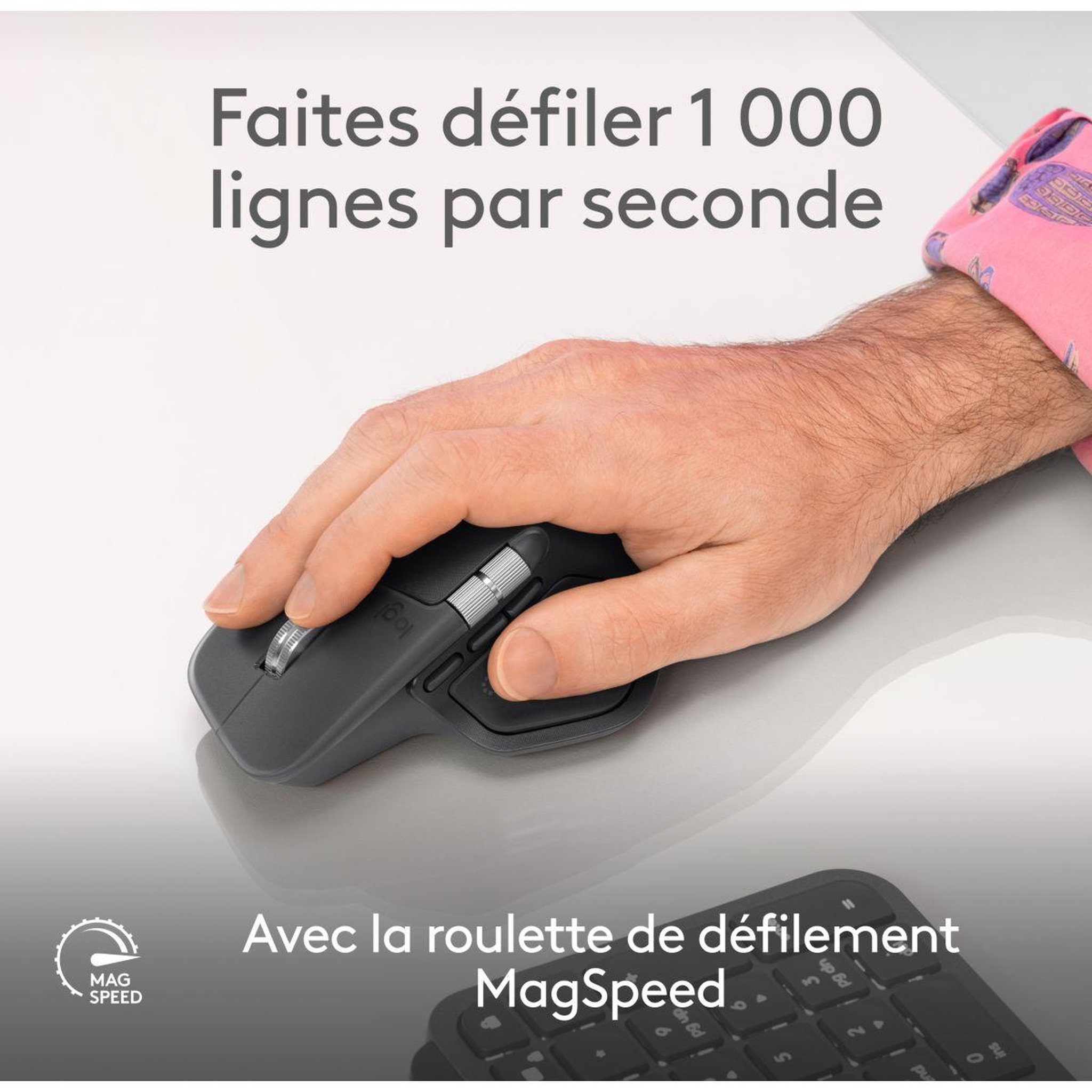 Voir la diapositive 4 : Logitech Souris sans fil rechargeable mx master 4 off white