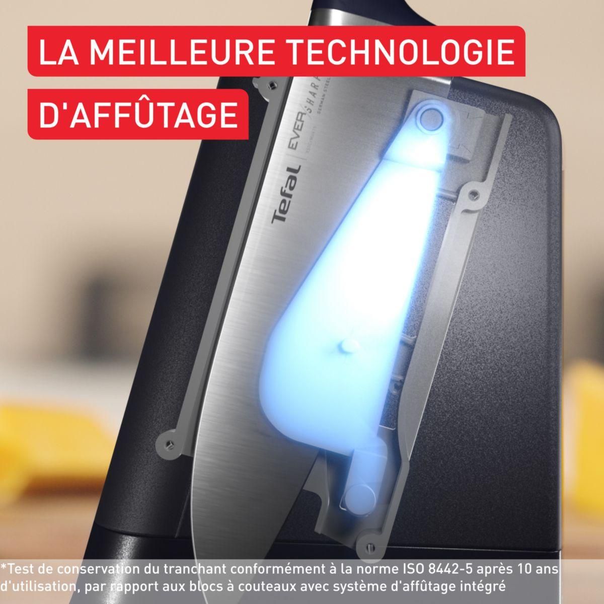 TEFAL Bloc couteaux Eversharp Pro inox 5pcs + ciseaux