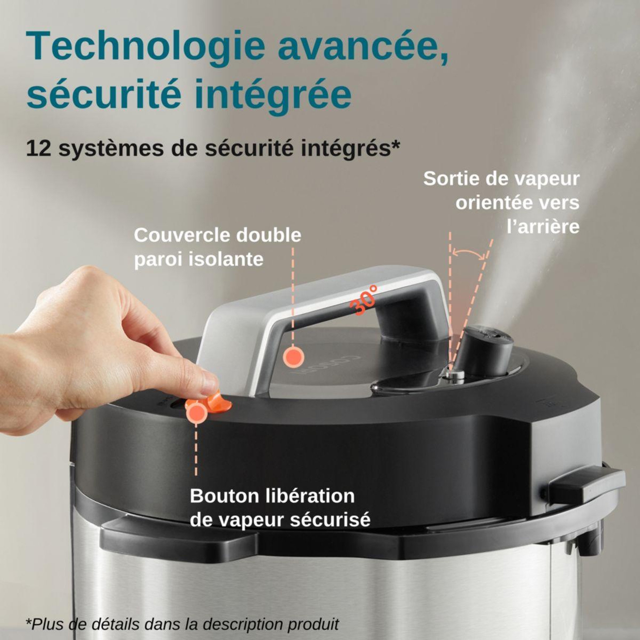 Voir la diapositive 5 : COSORI Multicuiseur 5.7litre pressure cookerkaappccsneu0007y