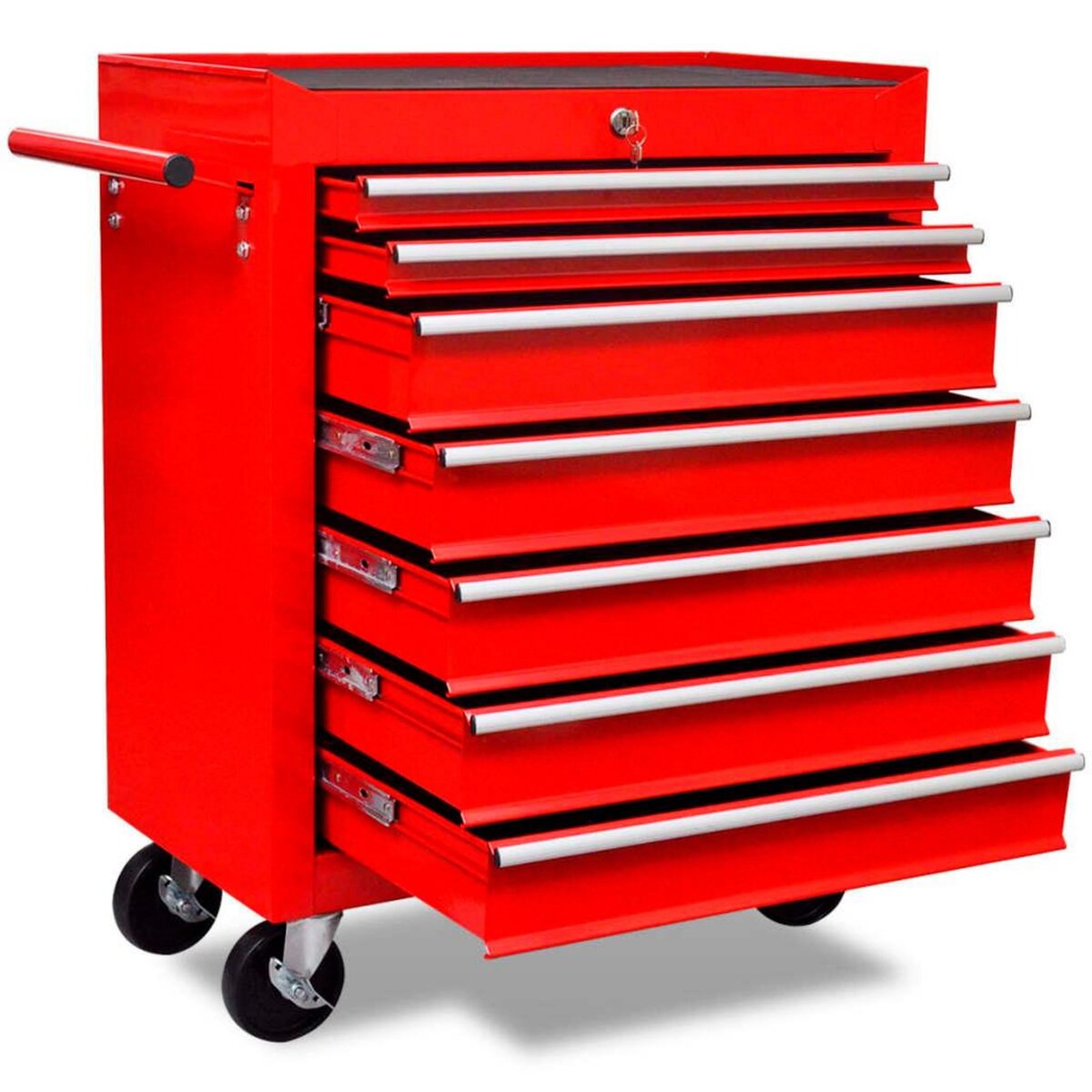 VIDAXL Chariot a outils d'atelier avec 7 tiroirs Rouge pas cher 