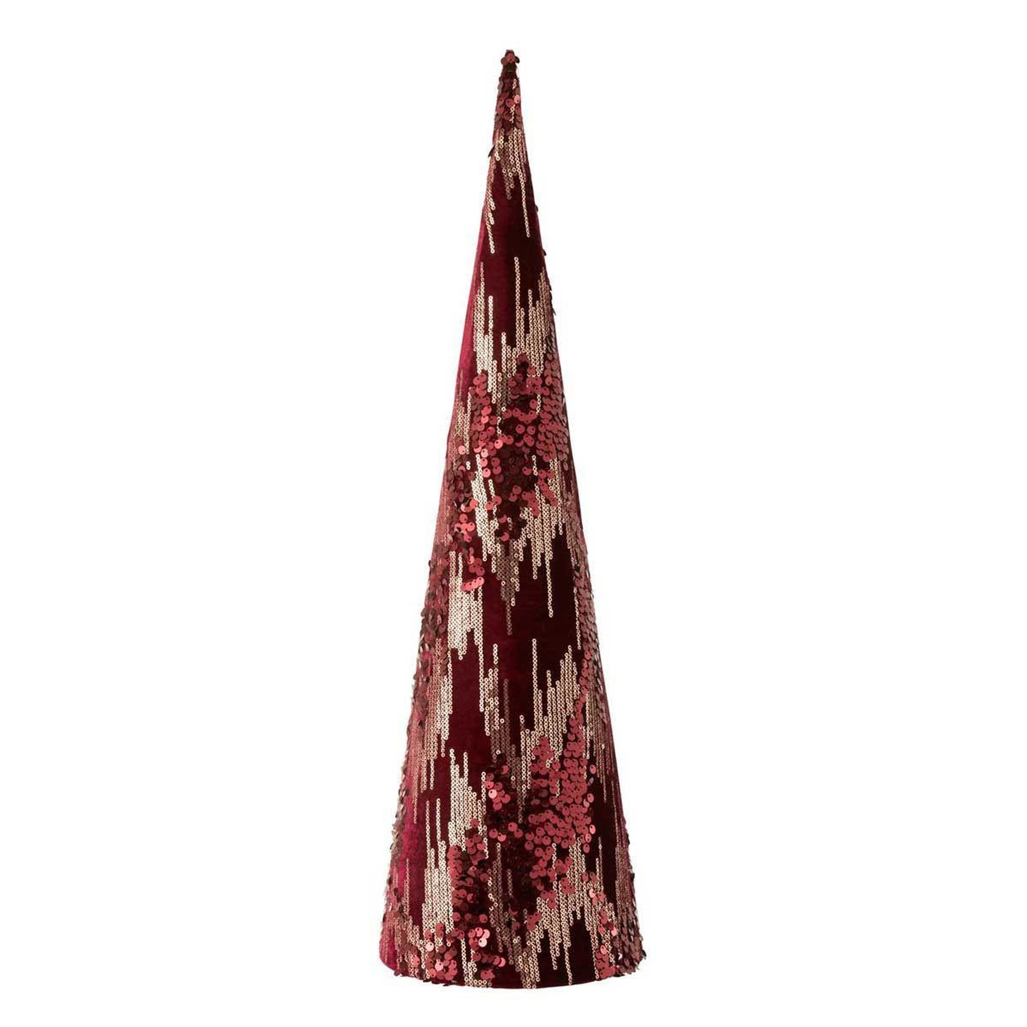 Voir la diapositive 1 : J-LINE Cône décoratif  sequin  66cm bordeaux