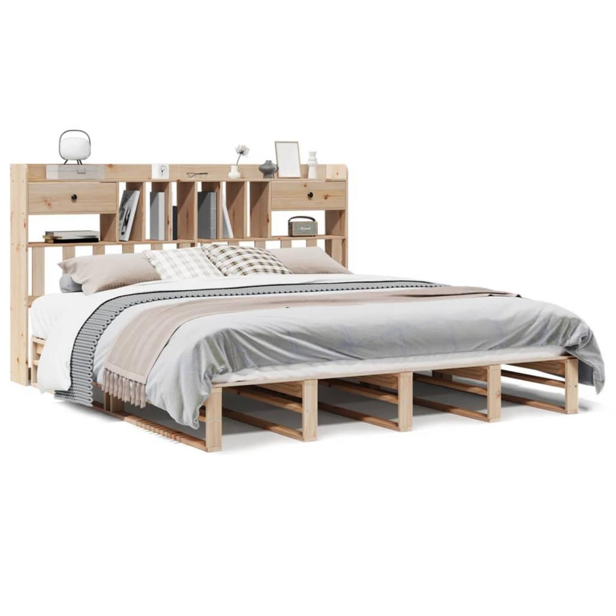 VIDAXL Lit bibliotheque sans matelas 180x200 cm bois massif de pin