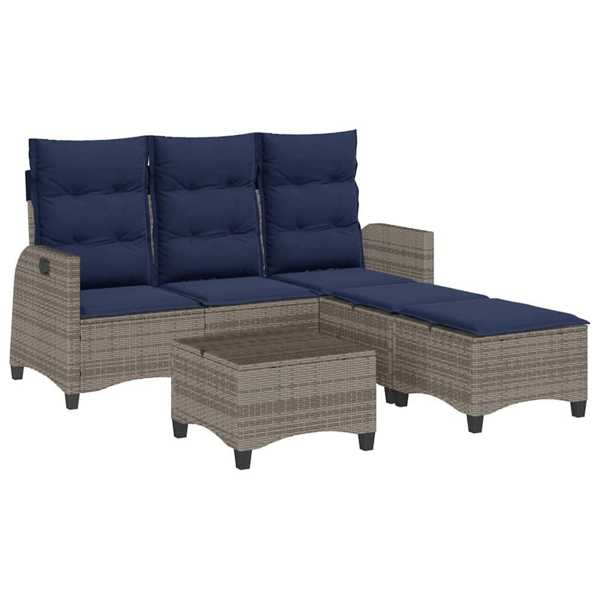 Voir la diapositive 2 : VIDAXL Salon de jardin 3 pcs avec coussins forme L gris resine tressee
