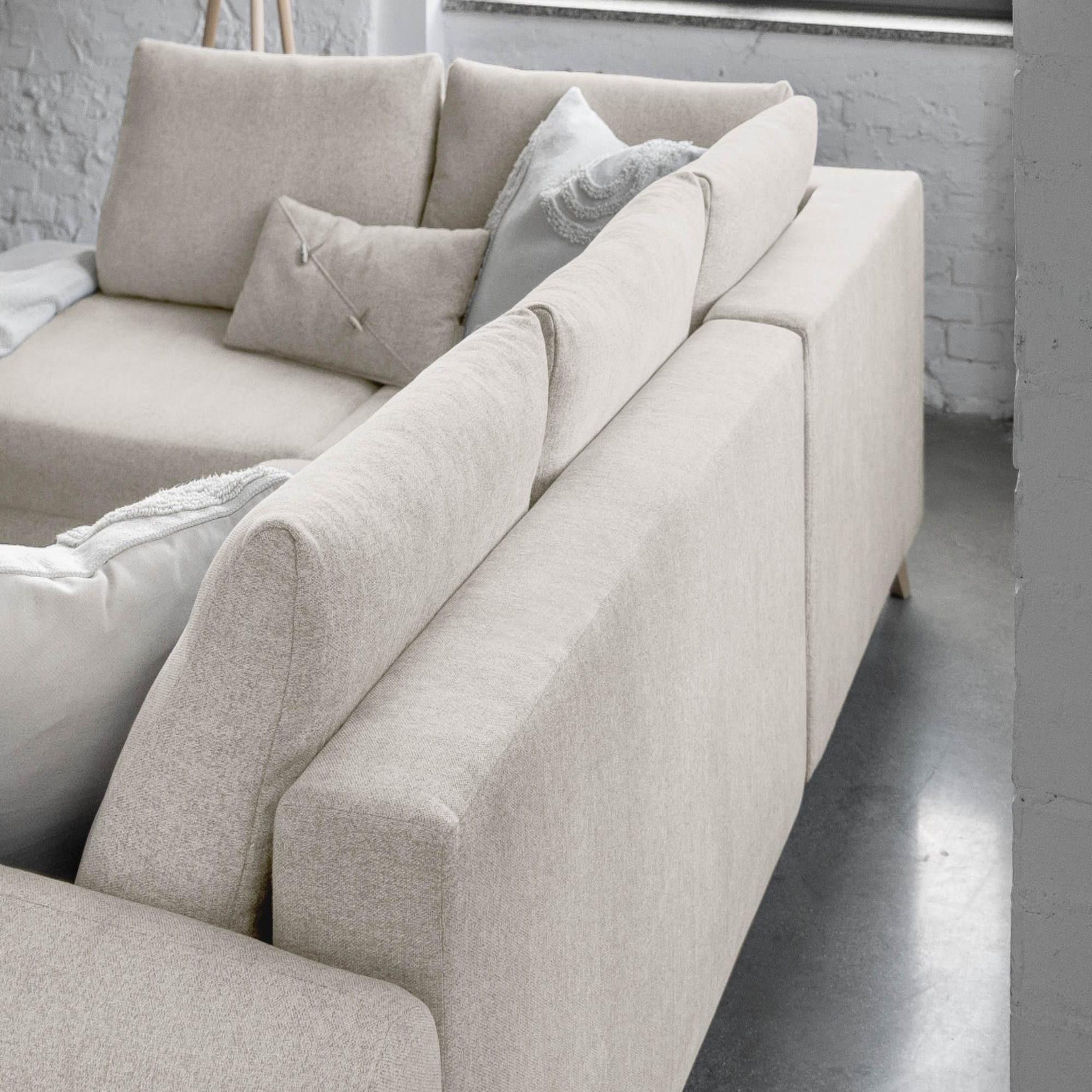 Voir la diapositive 4 : BEST MOBILIER Lagom - canapé d'angle panoramique - convertible - avec coffre - en tissu - 7 places - gauche