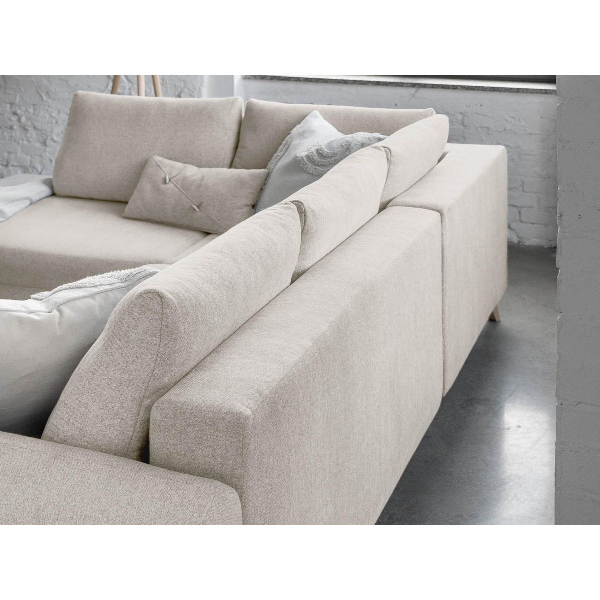 BEST MOBILIER Lagom - canapé d'angle panoramique - convertible - avec coffre - en tissu - 7 places - gauche