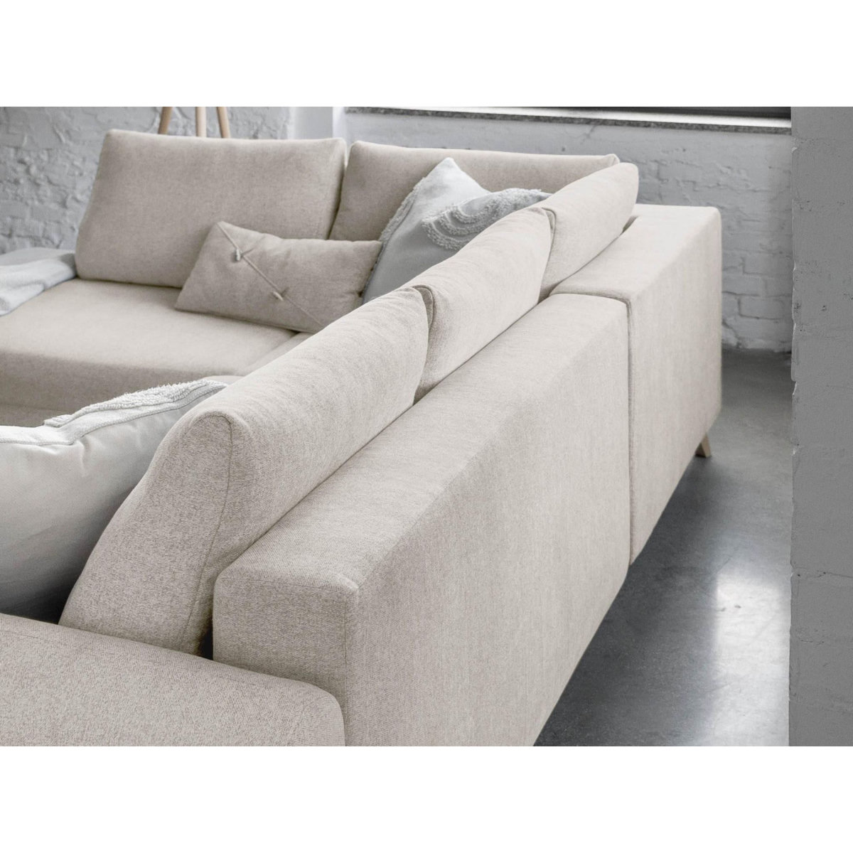 BEST MOBILIER Lagom - canapé d'angle panoramique - convertible - avec coffre - en tissu - 7 places - gauche