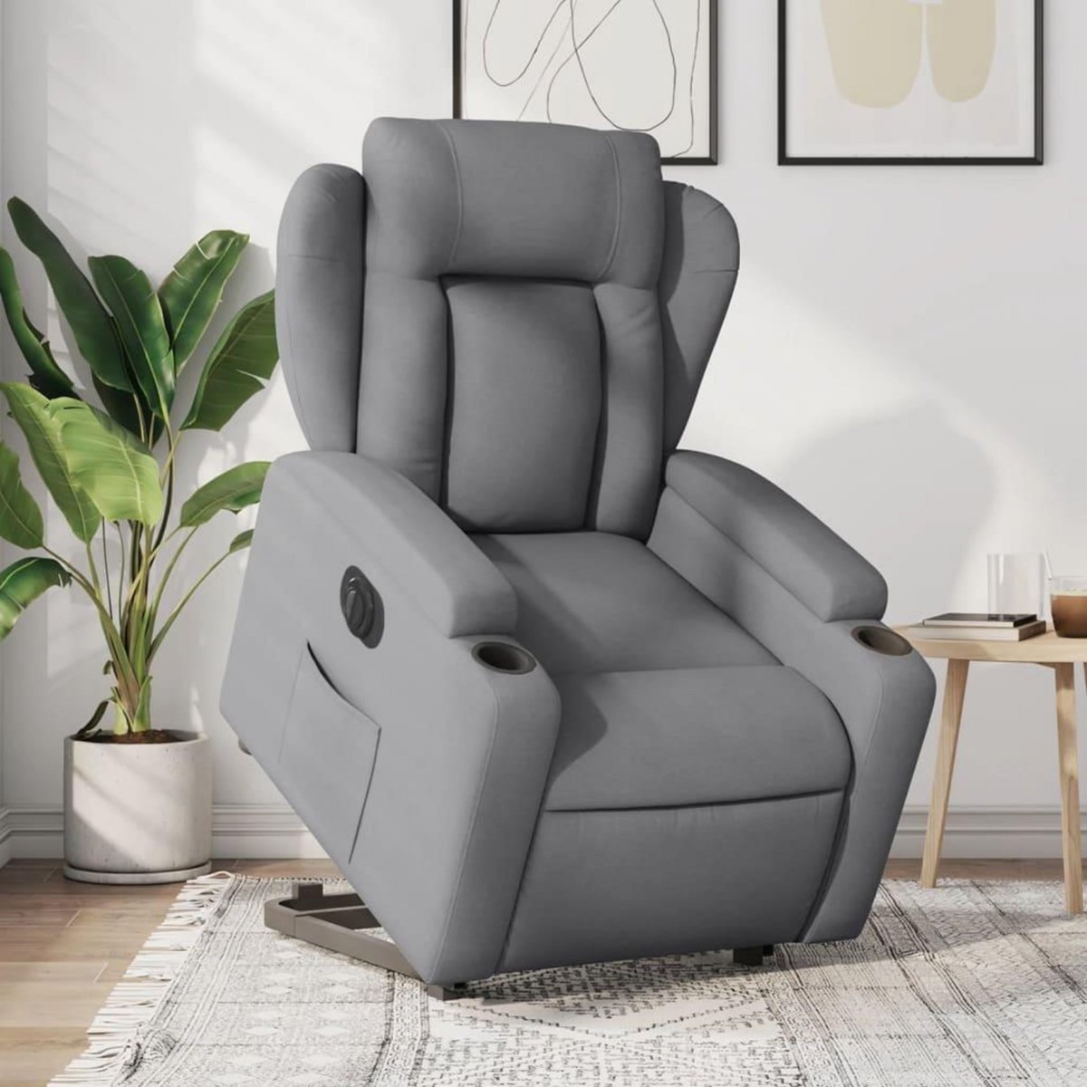VIDAXL Fauteuil inclinable electrique gris clair tissu
