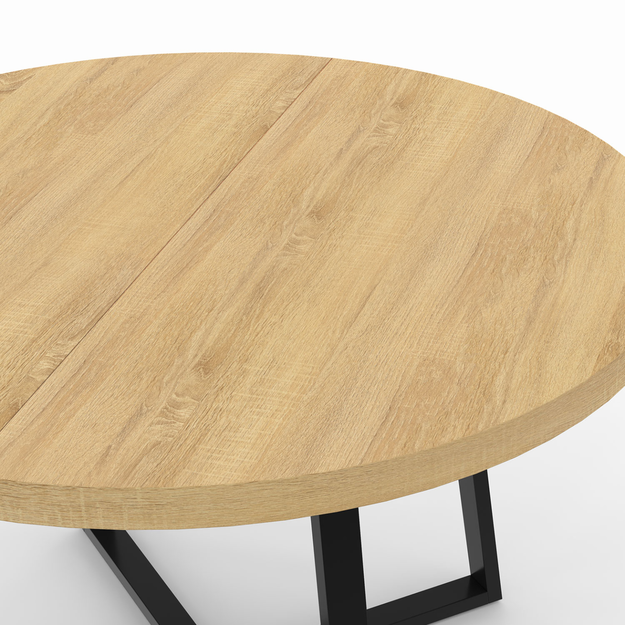 Voir la diapositive 5 : ID MARKET Table à manger fixe ronde selma 4-6 personnes bois et noir 110 cm