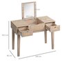 HOMCOM Coiffeuse style bohème chic - table de maquillage - 2 tiroirs, compartiment porte miroir - cannage en rotin panneaux aspect chêne clair