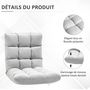 Voir la diapositive 6 : HOMCOM Fauteuil convertible fauteuil paresseux grand confort inclinaison dossier multipositions 90°-180° flanelle polyester capitonné gris clair