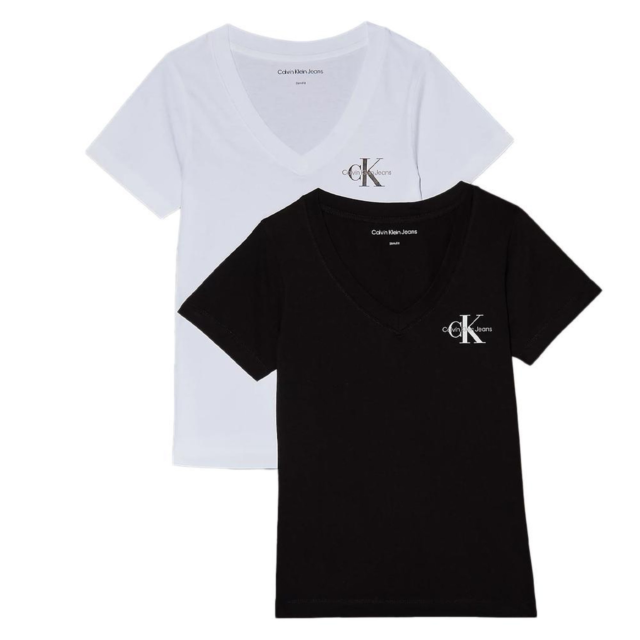 CALVIN KLEIN JEANS 2x T-Shirt Blanc/Noir Femme Calvin Klein Jeans J20J223447. Coloris disponibles : Noir