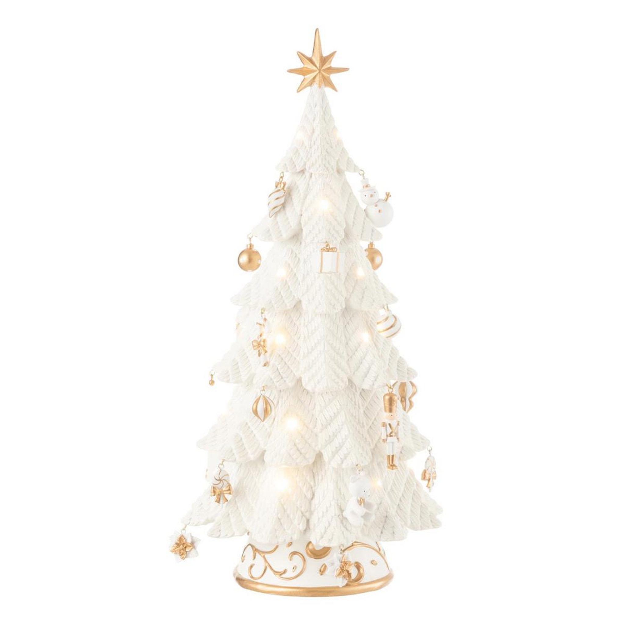 J-LINE Sapin de noël déco à led  zane  51cm blanc