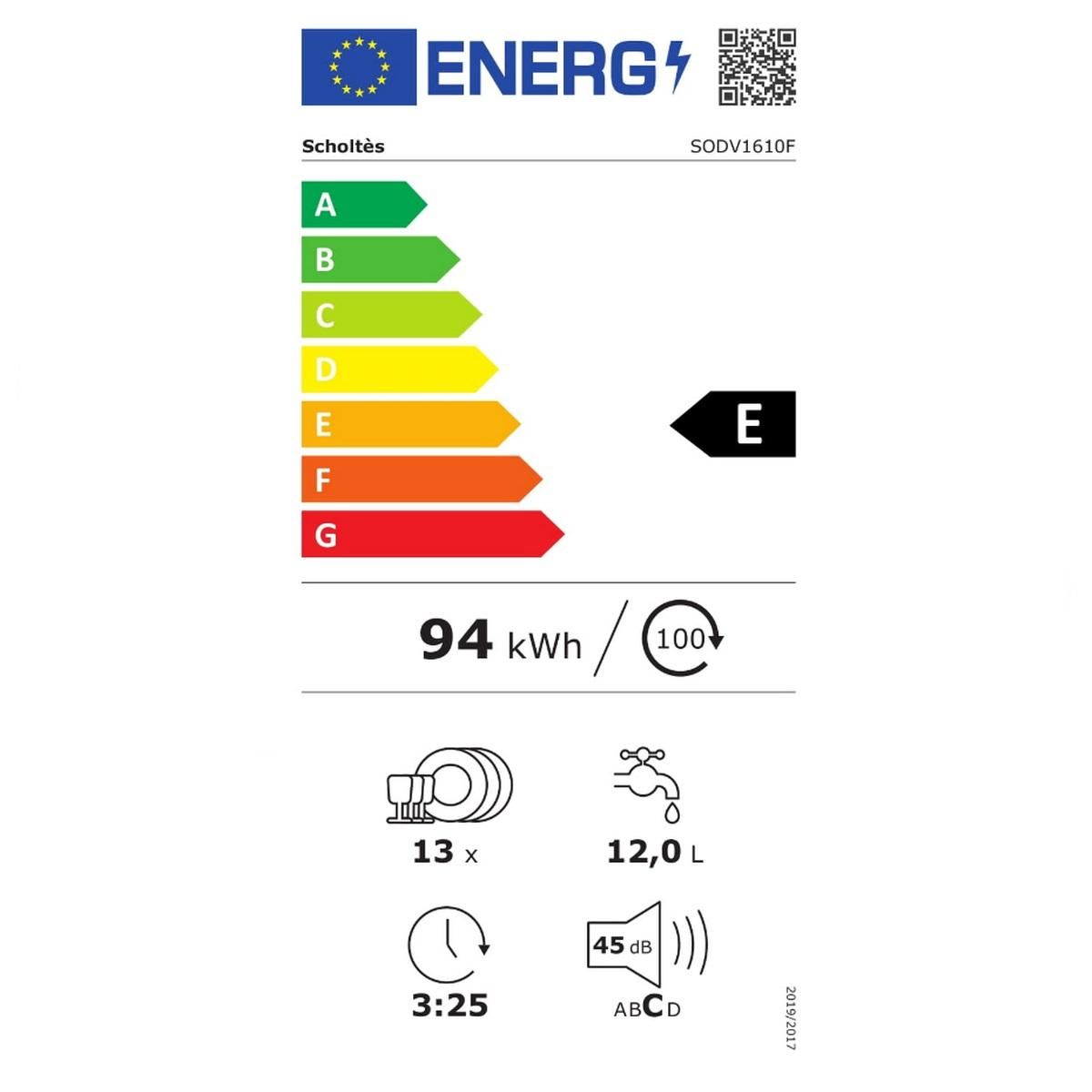 Scholtes Lave-vaisselle 60cm 13 couverts 45db tout intégrable - SODV1610F