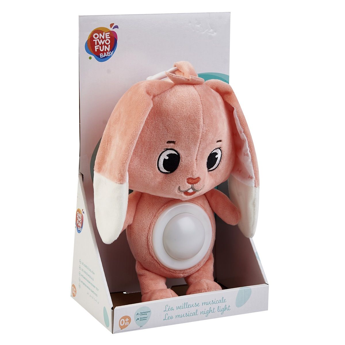 One Two Fun Ma peluche musicale Léo - Rose