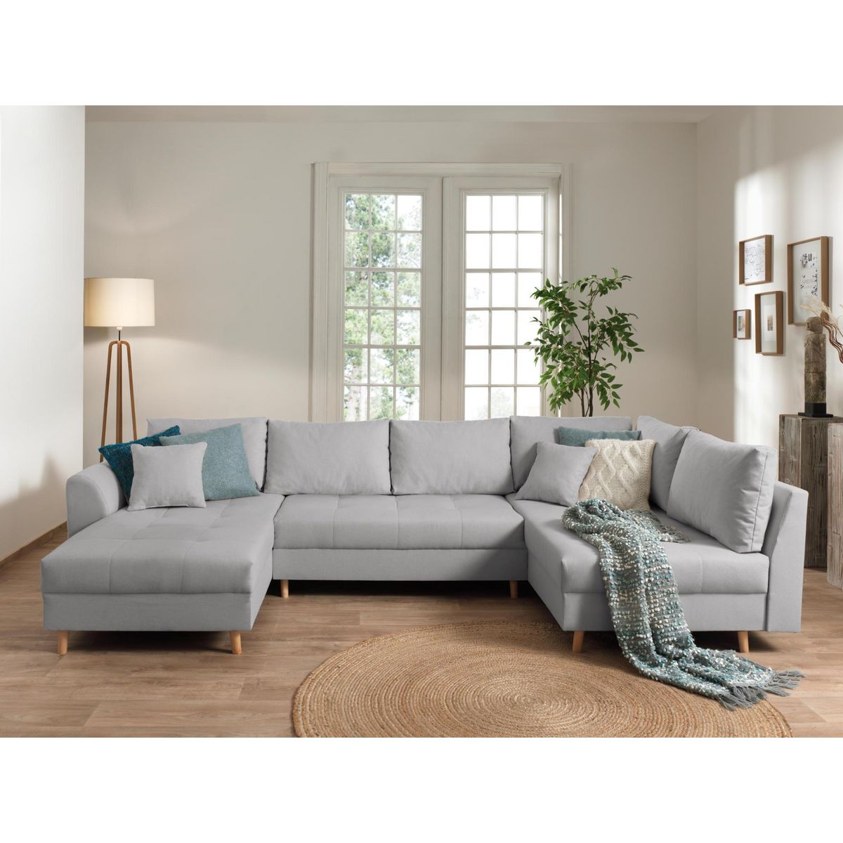 LISA DESIGN Rune - canapé panoramique - avec pouf d'appoint - 7 places - style scandinave - droit