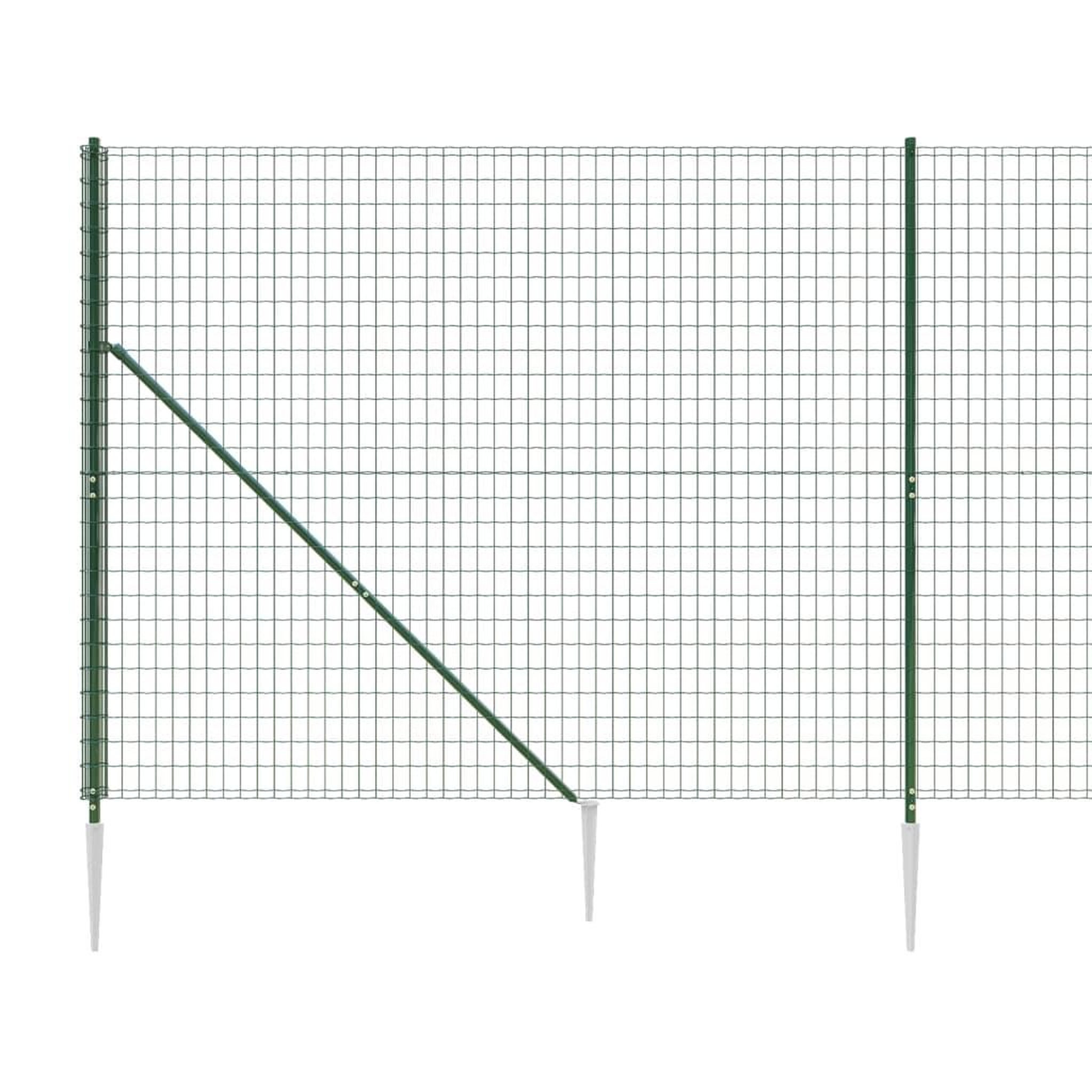Voir la diapositive 4 : VIDAXL Cloture en treillis metallique et piquet d'ancrage vert 1,4x25m