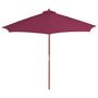 Voir la diapositive 2 : VIDAXL Parasol d'exterieur avec mat en bois 300 cm rouge bordeaux