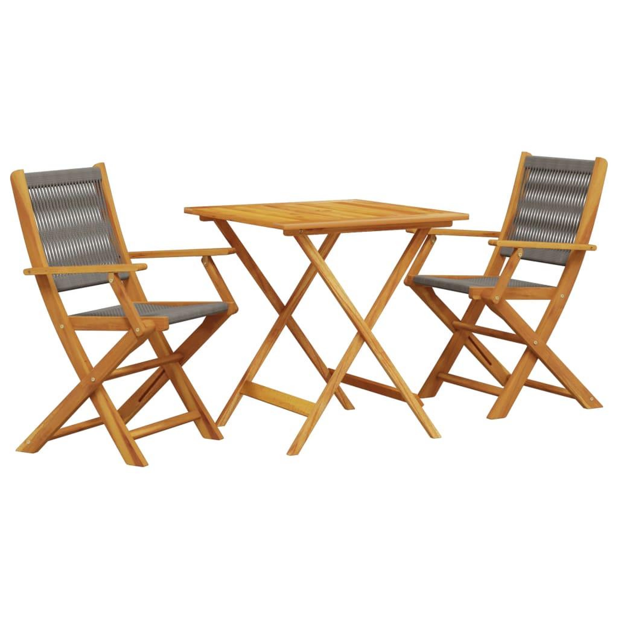 Voir la diapositive 2 : VIDAXL Ensemble de bistro 3 pcs gris polypropylene et bois massif