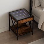 VIDAXL Table de chevet avec LED infini chene fume 40x40x49 cm