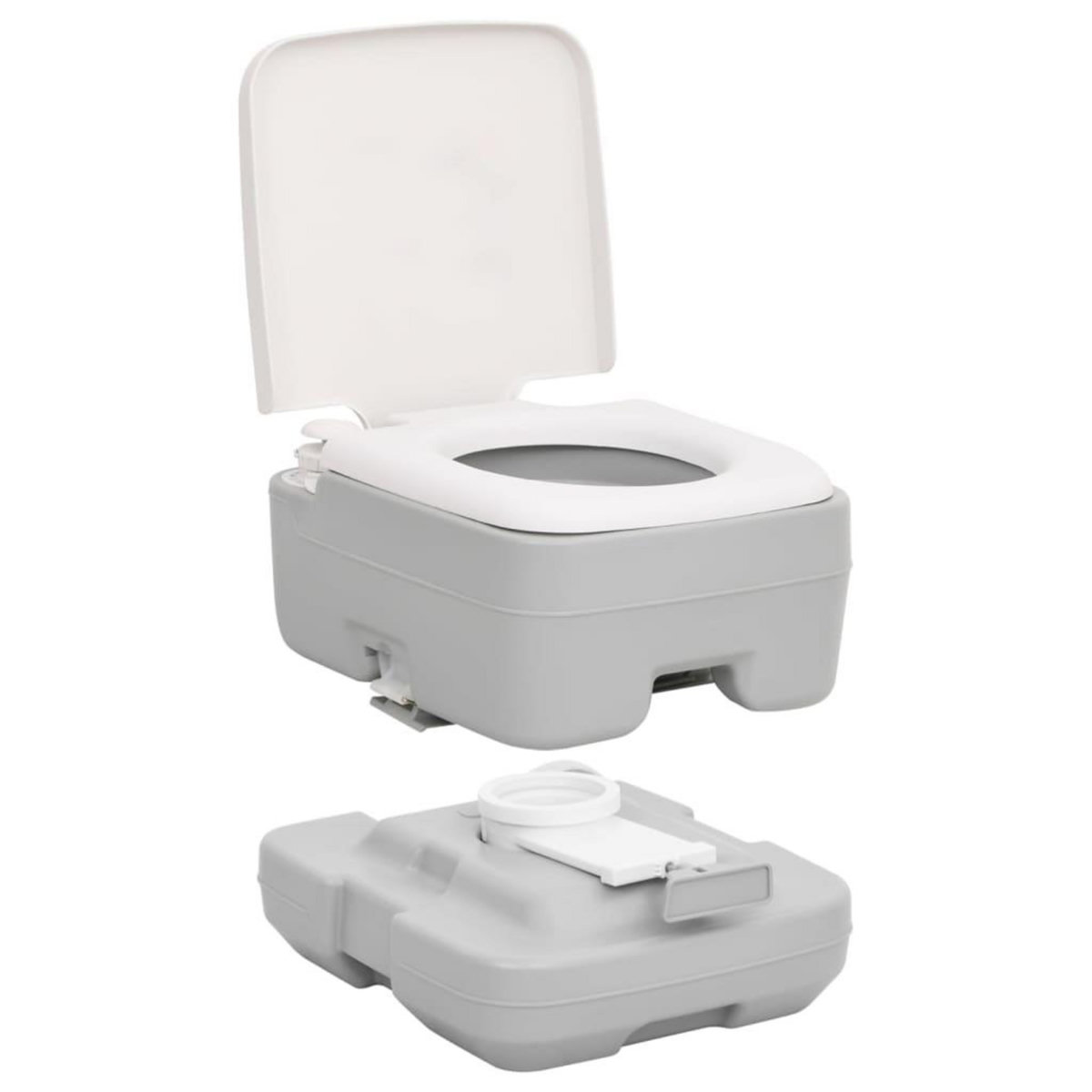 VIDAXL Toilette de camping portable gris et blanc 10+10 L PEHD