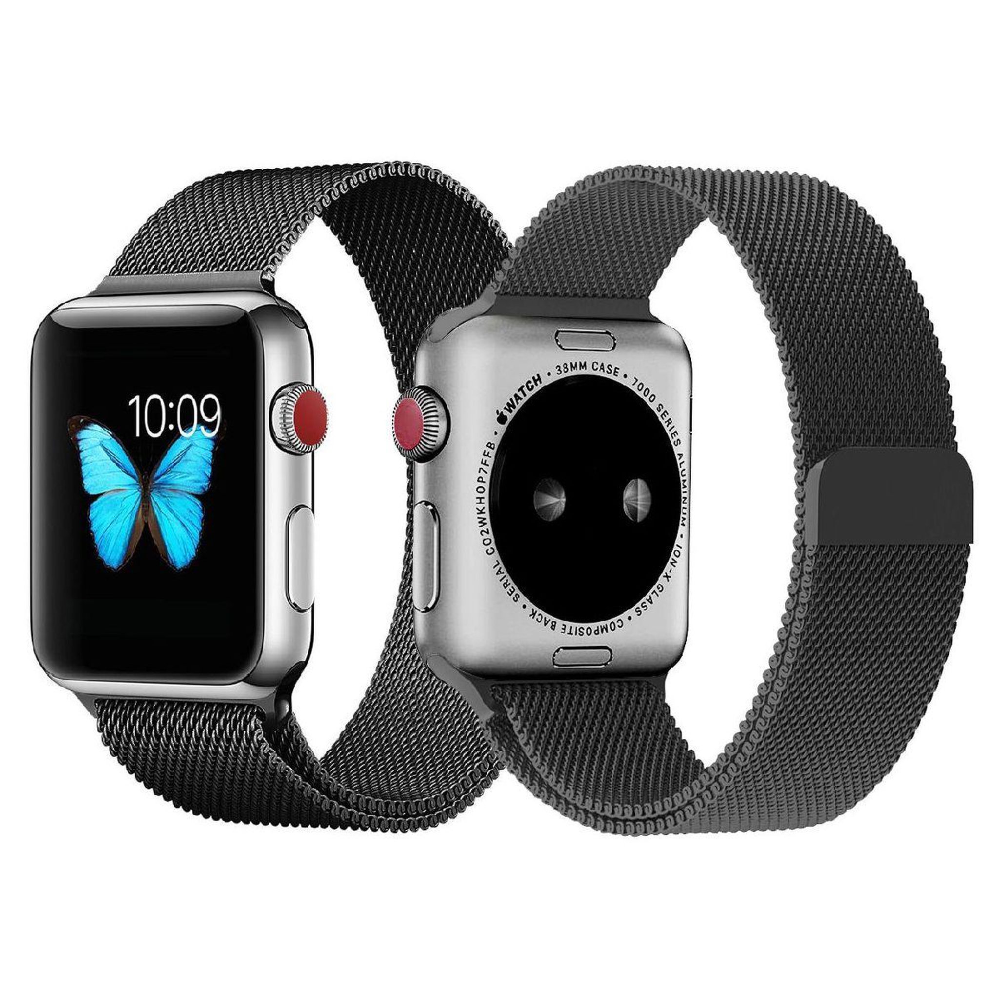 Voir la diapositive 3 : IBROZ Bracelet Apple Watch 42/44/45mm Maille noir