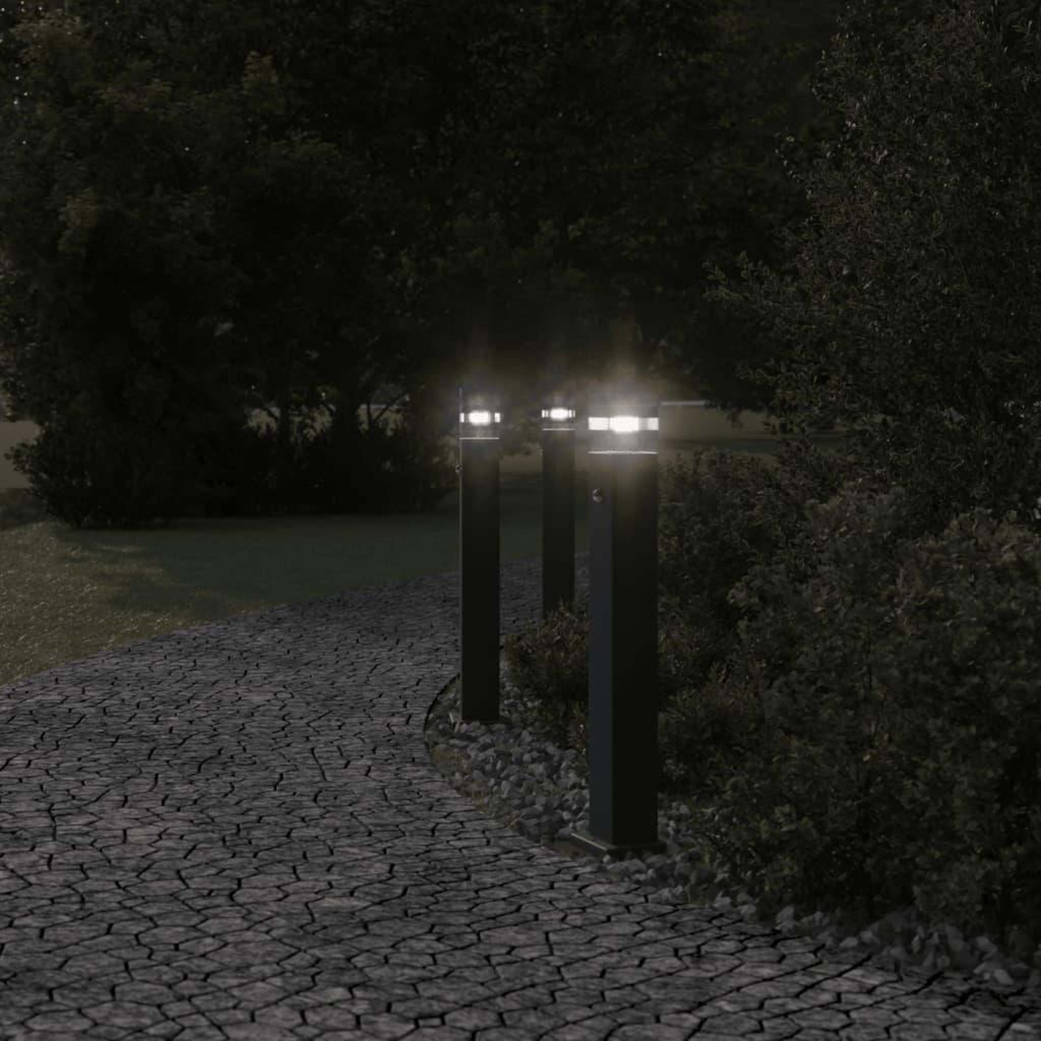 Voir la diapositive 3 : VIDAXL Lampadaires d'exterieur avec capteur 3 pcs noir 80 cm aluminium