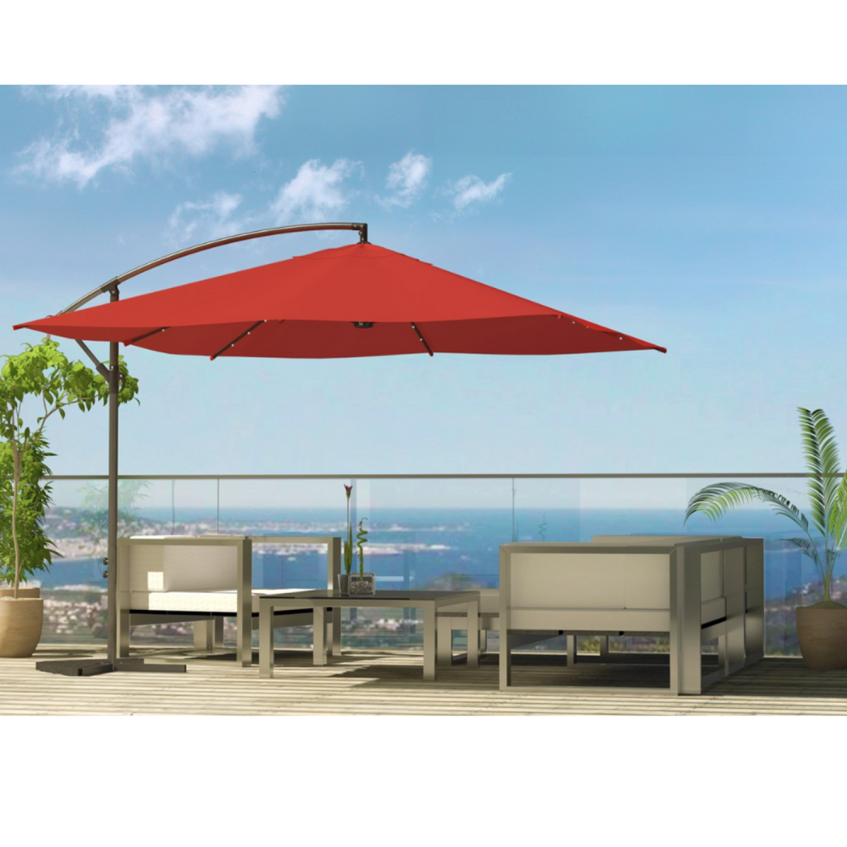 CONCEPT USINE Solenzara Bulle terracotta : parasol LED déporté 3x3m SOLENZARA