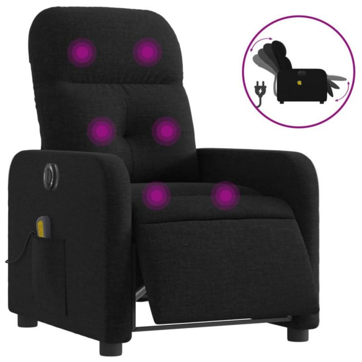 VIDAXL Fauteuil de massage inclinable électrique Noir Tissu