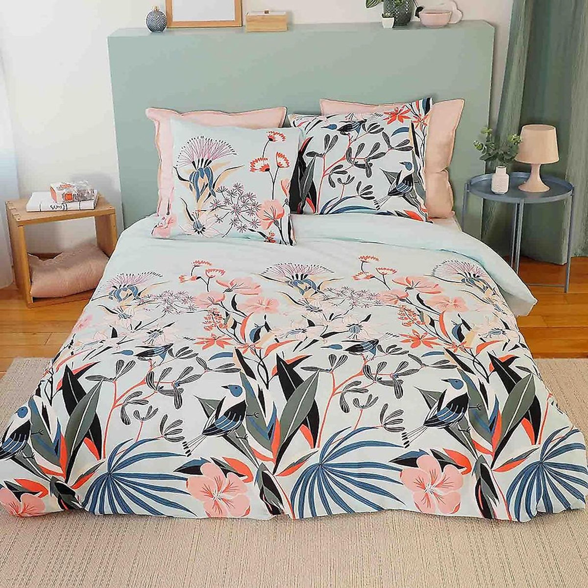 Home collection Parure housse de couette 100% satin de coton bio 78fils paya