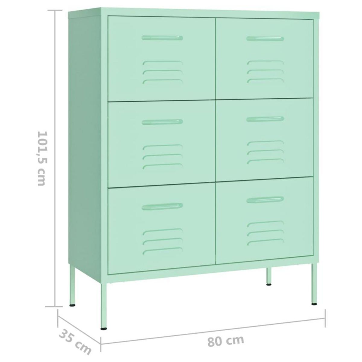 VIDAXL Armoire a tiroirs Vert menthe 80x35x101,5 cm Acier