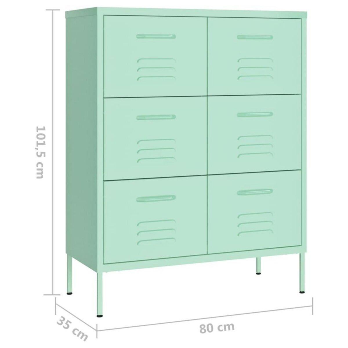 VIDAXL Armoire a tiroirs Vert menthe 80x35x101,5 cm Acier