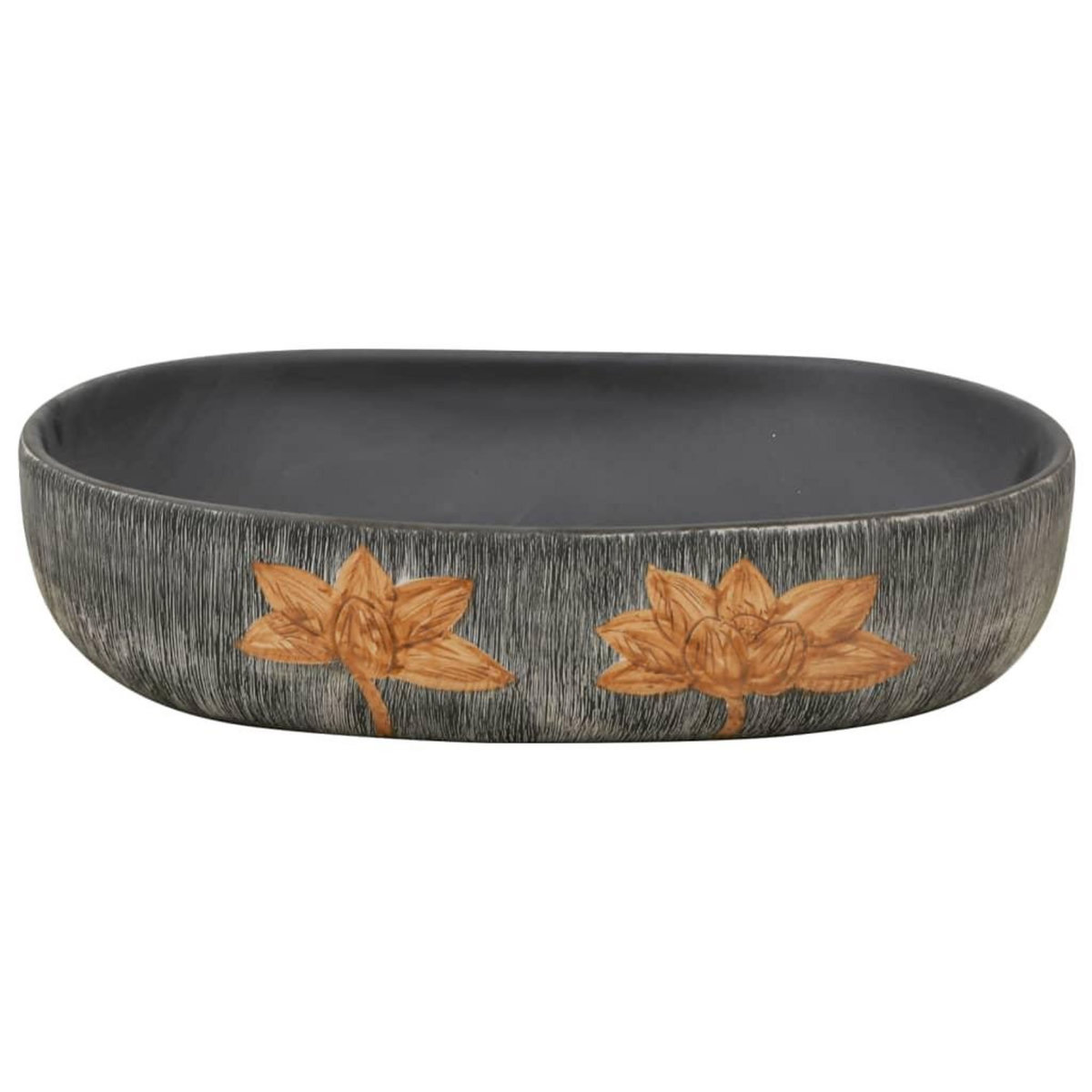 VIDAXL Vasque a poser gris et noir ovale 59x40x14 cm ceramique