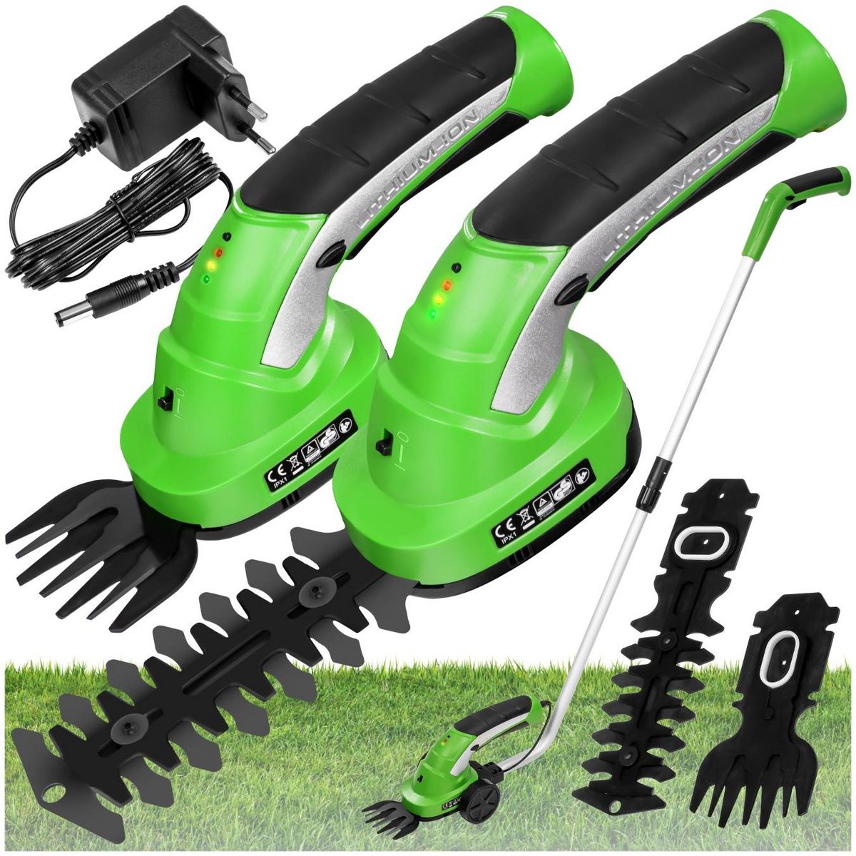 tectake Taille haie électrique 2-en-1 7,2 V avec 2 accessoires vert